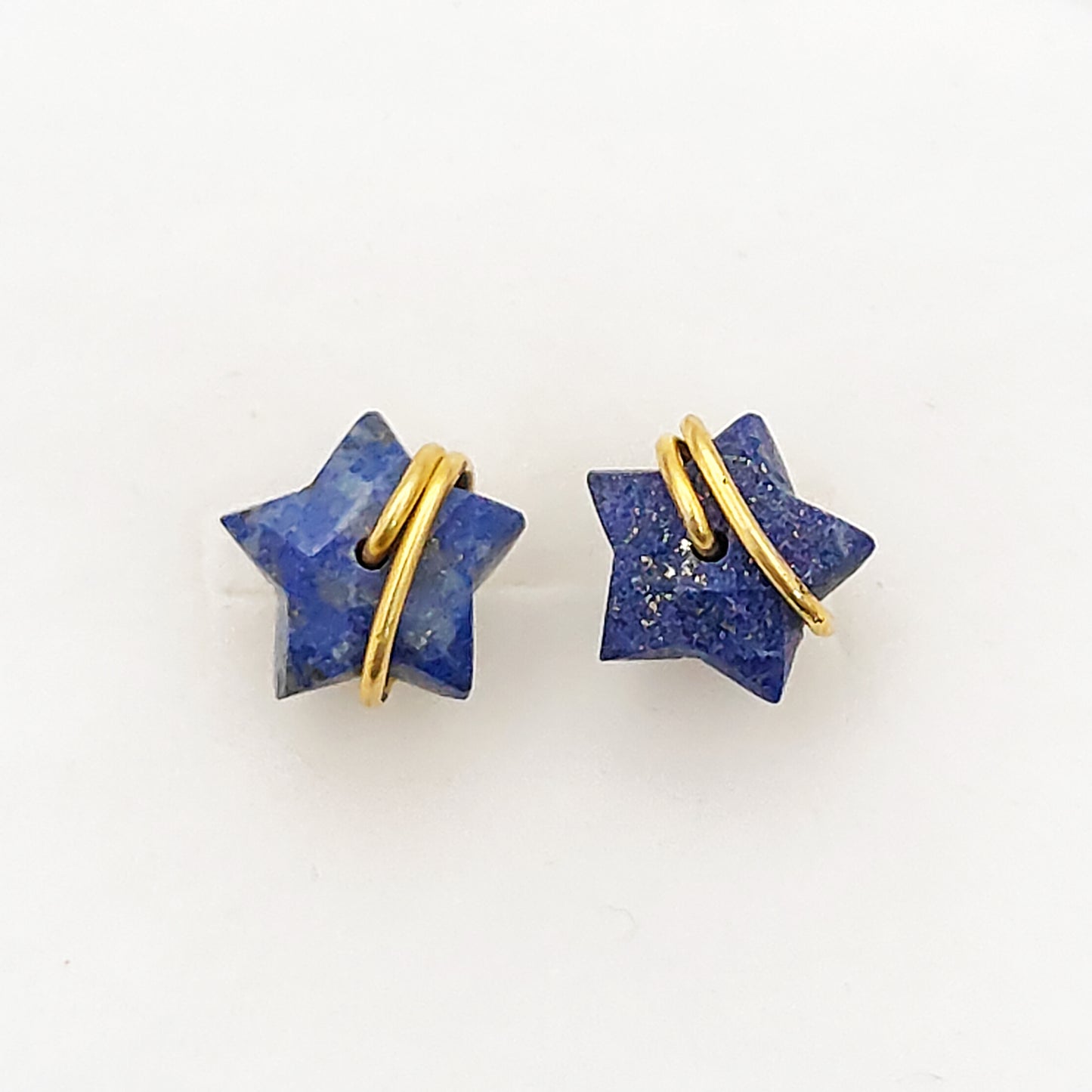 10mm Lapis Lazuli Star Stud Earrings in Gold Plated 925 Silver Handmade Gemstone Jewelry Gift for Women- Selling Per Pair