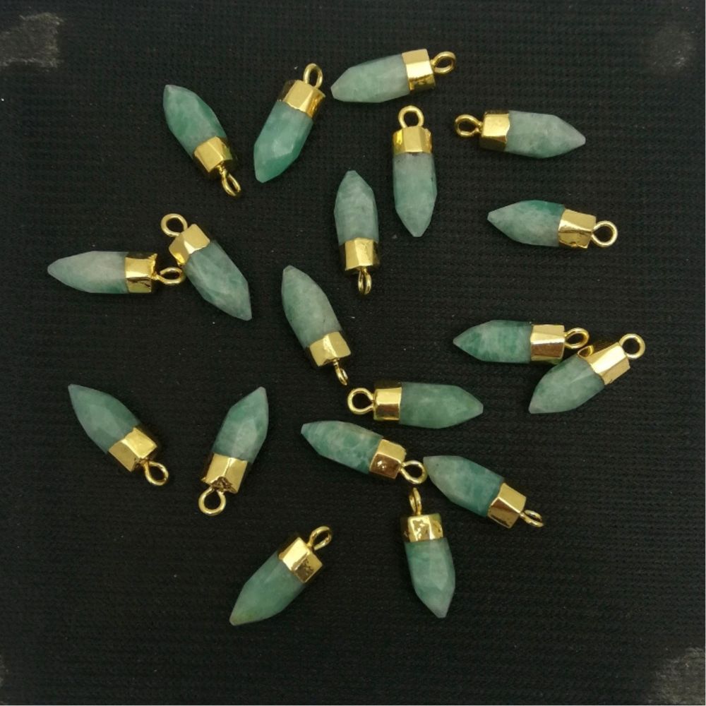 Natural Multi-Gemstone Point Pendant with Gold-Electroplated Cap Unique Jewelry Making Charm for Necklaces, Earrings & Bracelets