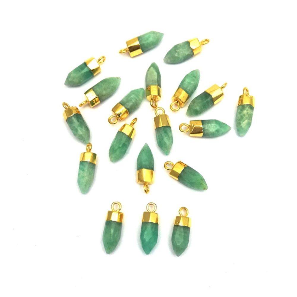 Natural Multi-Gemstone Point Pendant with Gold-Electroplated Cap Unique Jewelry Making Charm for Necklaces, Earrings & Bracelets