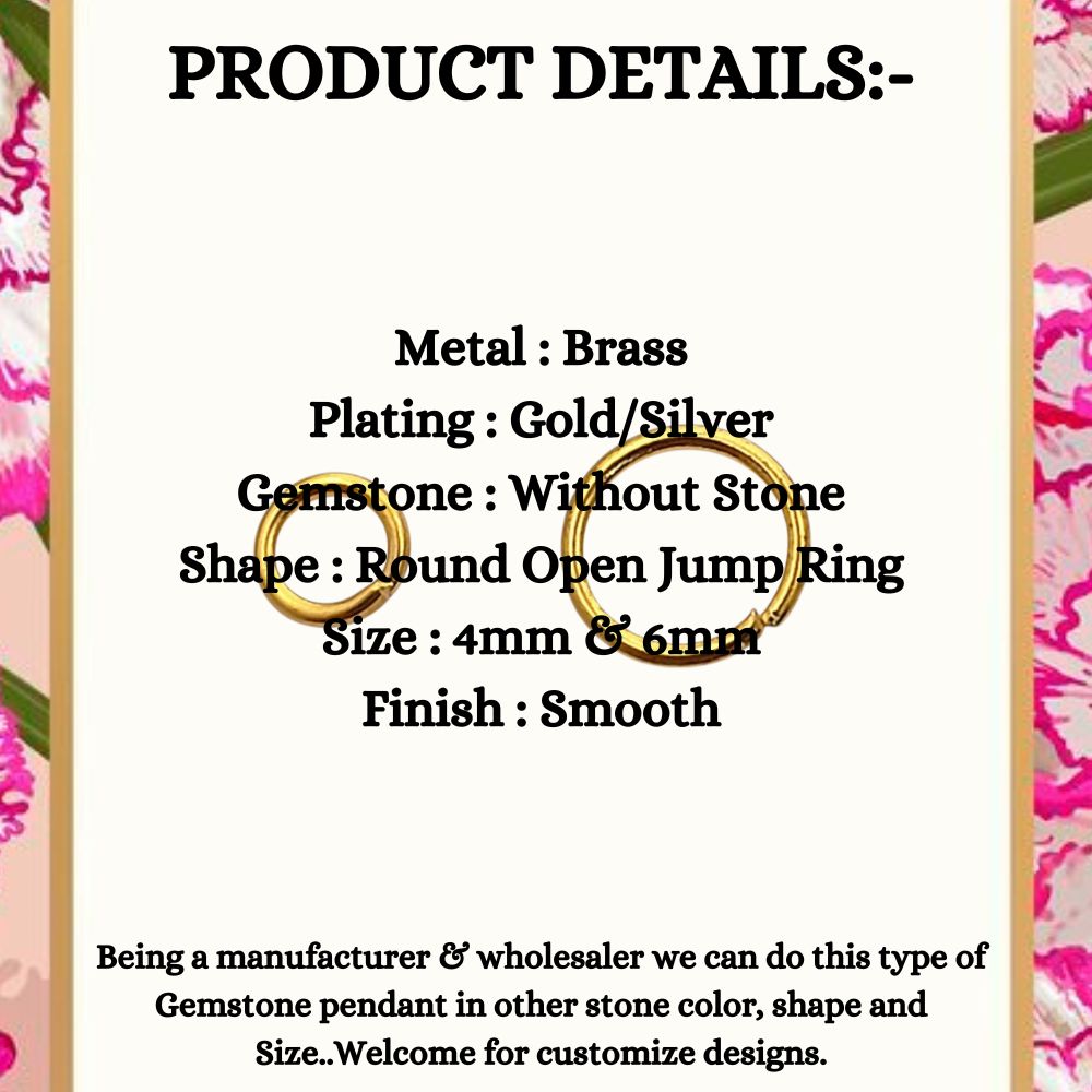 Jewelry Making Supplies Gold Plated Open Jump Rings in 4mm & 6mm, Silver Split Jump Rings for DIY Necklace, Bracelet, Earring Crafting- Selling By 50 Pcs Set
