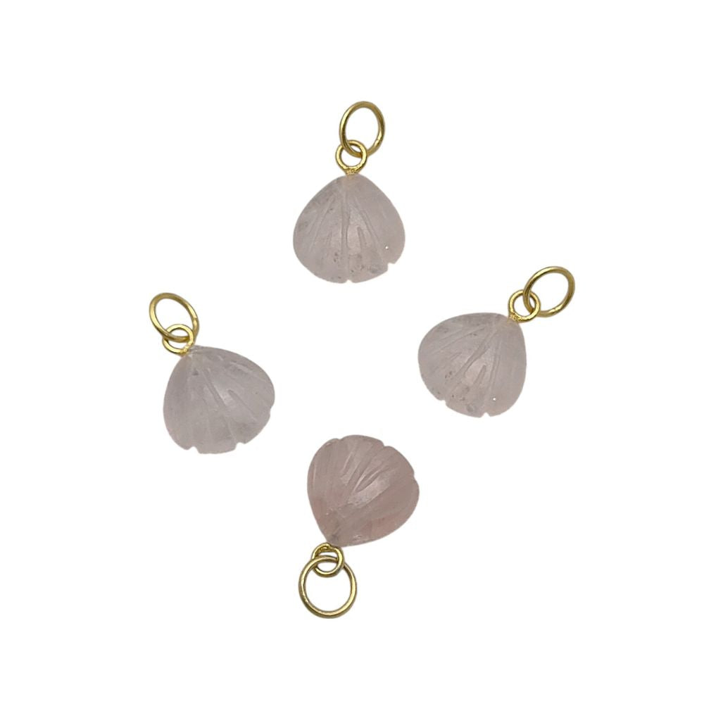 Delicate Rose Quartz Seashell Pendant Handmade 925 Sterling Silver Jewelry