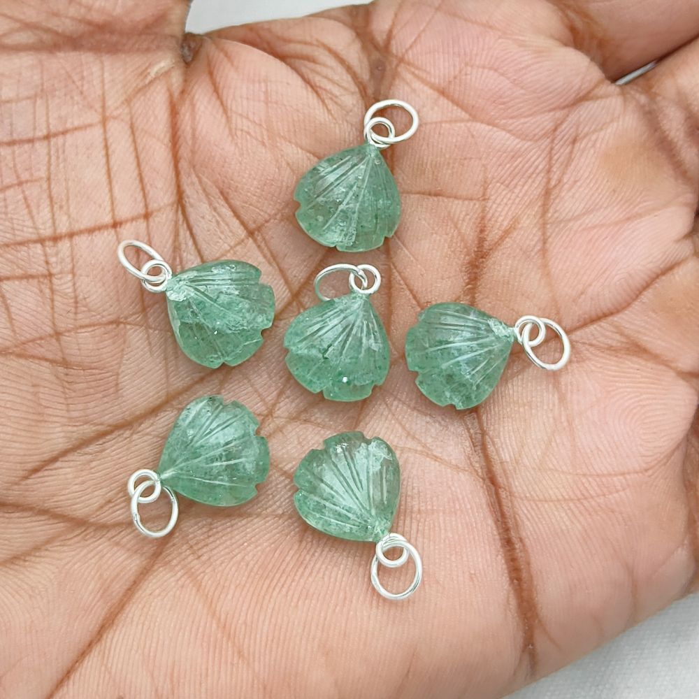 Handmade Green Aventurine Seashell Pendant with Gold Plated Sterling Silver