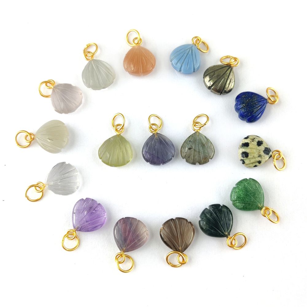 Handmade Gold Plated Sterling Silver SeaShell Pendant with Multi Gemstones Elegant & Dainty Jewelry-Selling Per Piece