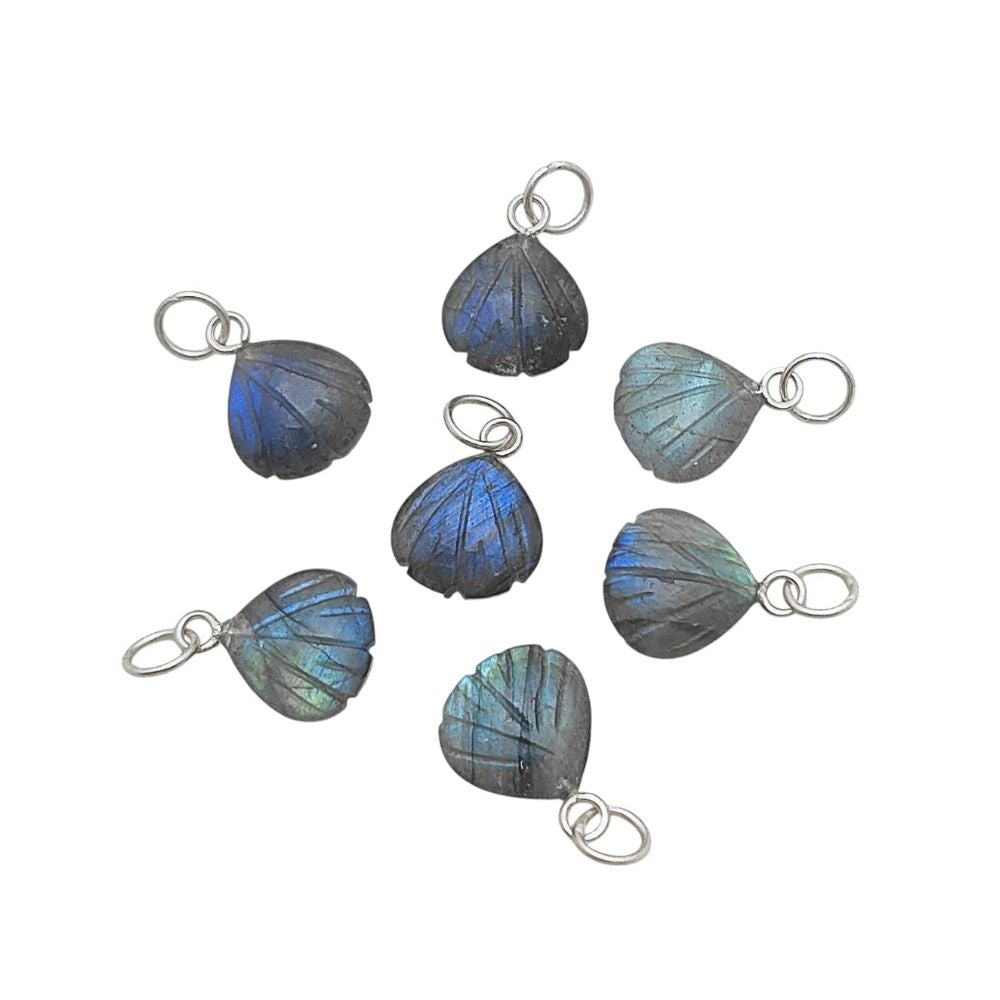 Heart Shape Blue Fire Labradorite Gemstone Seashell Pendant 18k Gold Plated Sterling Silver Handmade Jewelry- Selling Per Piece