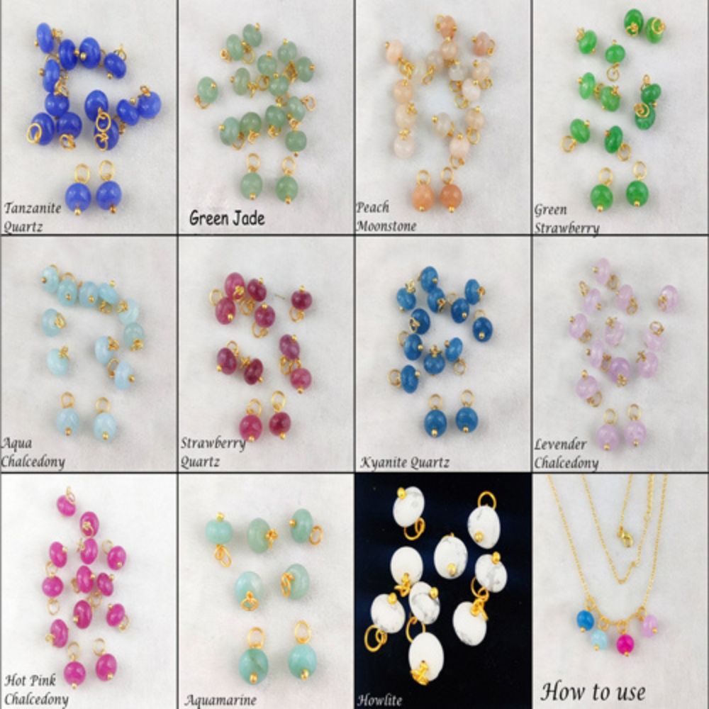 Gold Vermeil Multi-Gemstone Charm – 8mm Roundel Pendant for Handmade Earrings & Necklaces