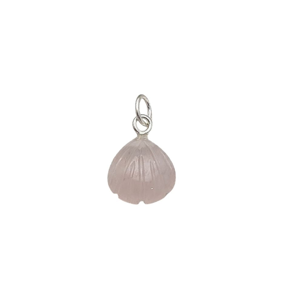 Delicate Rose Quartz Seashell Pendant Handmade 925 Sterling Silver Jewelry