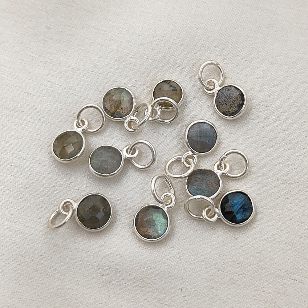 Gold Vermeil & Sterling Silver Labradorite Pendant Handmade 6mm Faceted Gemstone Necklace Charm for Her- Selling Per Piece