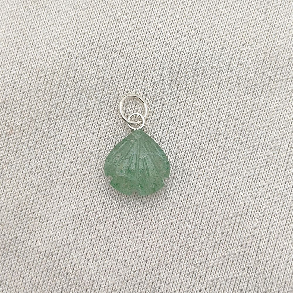 Handmade Green Aventurine Seashell Pendant with Gold Plated Sterling Silver