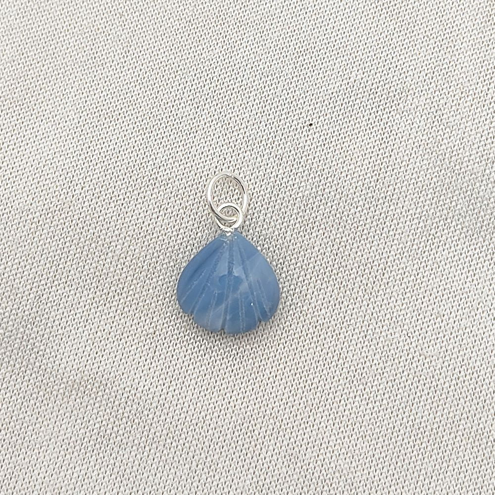 Elegant Blue Opal Gemstone Seashell Pendant Gold Plated Sterling Silver Jewelry