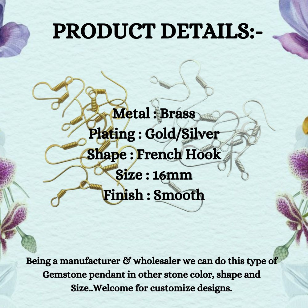 French Hook Earring Wires Gold Plated, Waterproof Silver Ear Wires for DIY Jewelry, Crafts & Handmade Designs Great Gift for Jewelry Makers