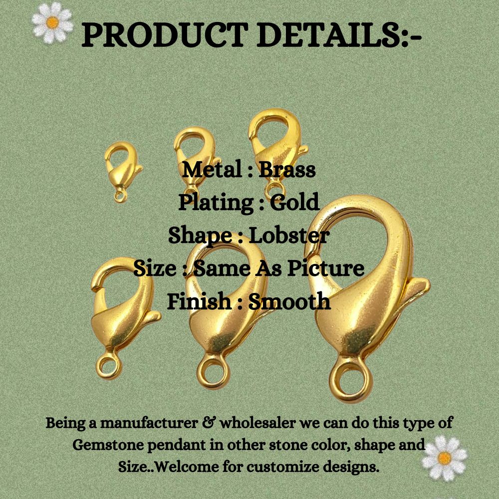 Gold Plated Lobster Clasps in Multiple Sizes DIY Jewelry Making Components, Metal Jewelry Findings for Necklaces, Bracelets & Craft Projects – Selling 5pc Lot