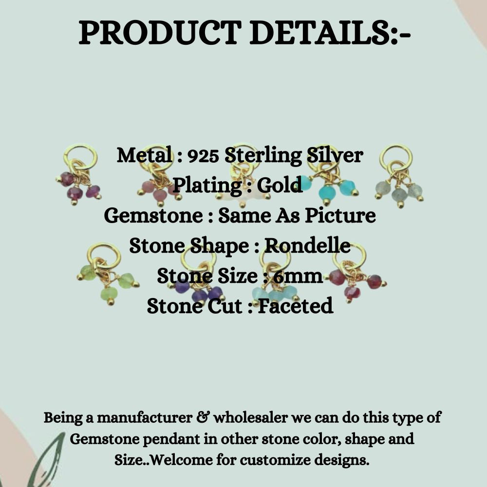 3.5–4mm Gemstone Cluster Beads Pendant Handcrafted Multi-Stone Charm for DIY Jewelry Design