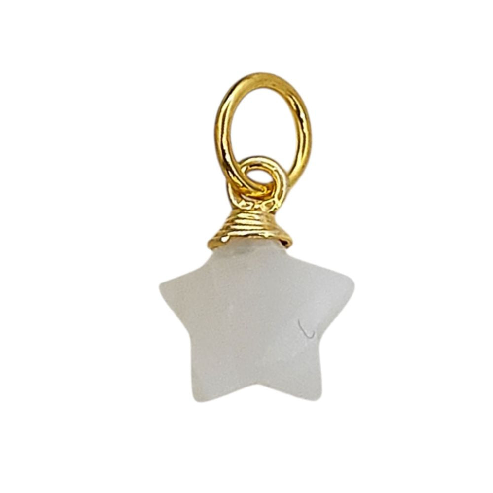 Gold Plated Star Shape Gemstone Pendant Faceted Crystal Wire Wrapped Celestial Charm for Jewelry Making