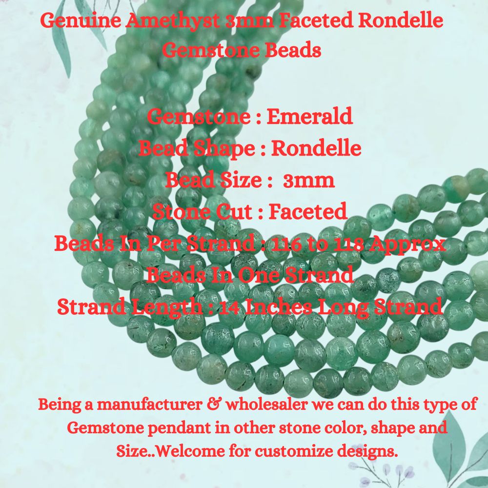 Beautiful Green Emerald Faceted Rondelle Beads for DIY