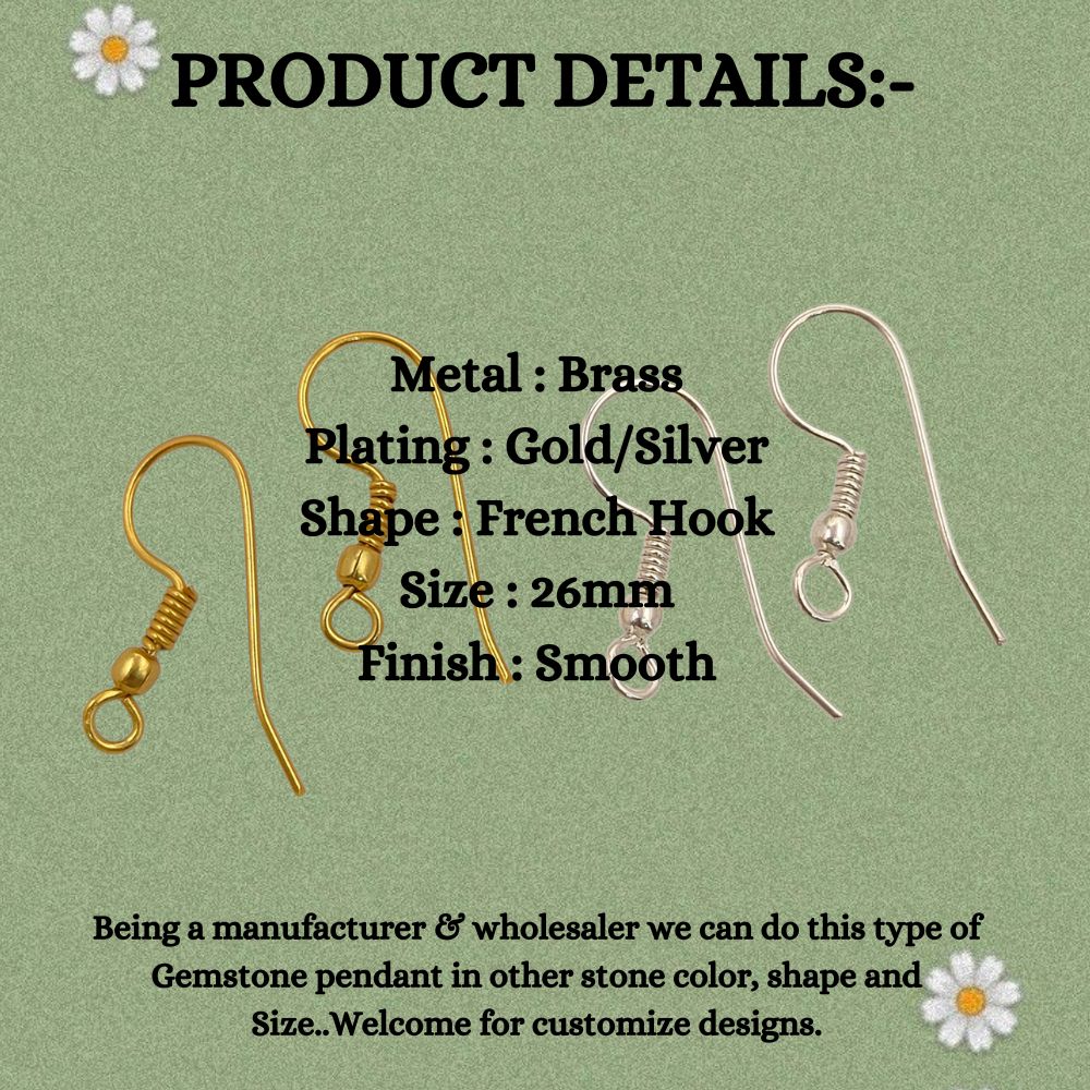 Handmade Jewelry Making Findings Gold Plated Coil and Ball Long Earwire French Hooks, DIY Earring Craft Supplies- Selling Per Pair