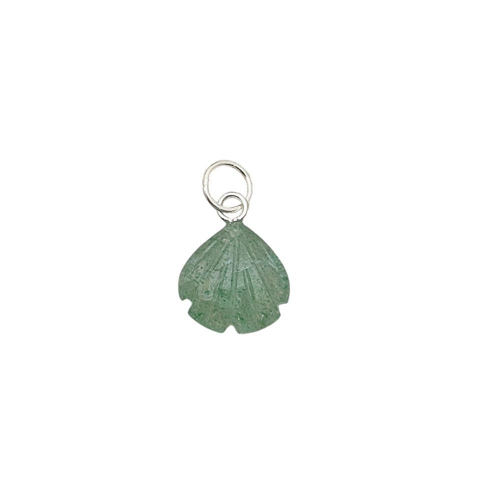 Handmade Green Aventurine Seashell Pendant with Gold Plated Sterling Silver