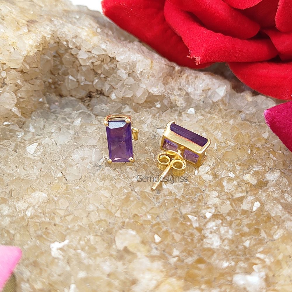 Amethyst February Birthstone Gemstone Studs