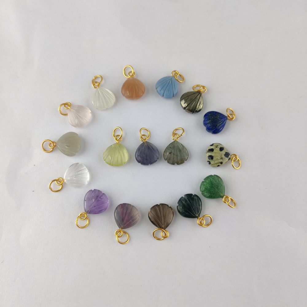 Handmade Gold Plated Sterling Silver SeaShell Pendant with Multi Gemstones Elegant & Dainty Jewelry-Selling Per Piece