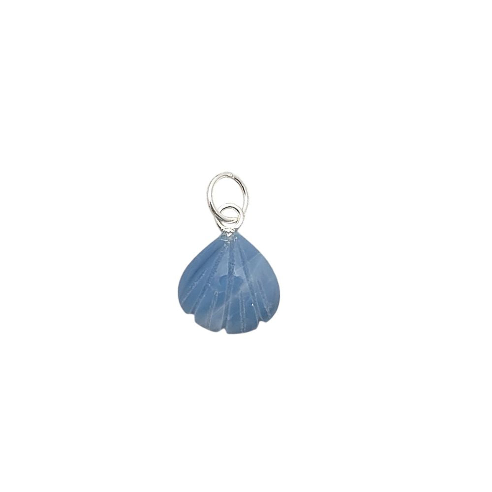 Elegant Blue Opal Gemstone Seashell Pendant Gold Plated Sterling Silver Jewelry