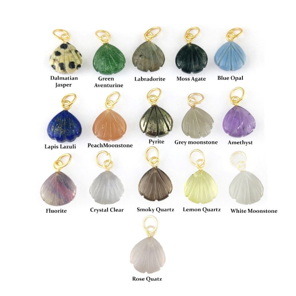 Handmade Gold Plated Sterling Silver SeaShell Pendant with Multi Gemstones Elegant & Dainty Jewelry-Selling Per Piece