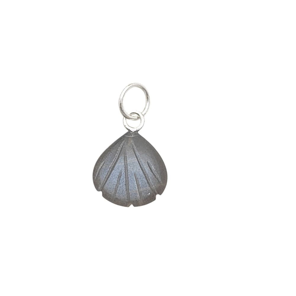 Gold Plated Sterling Silver Grey Moonstone Seashell Pendant Natural Gemstone Jewelry