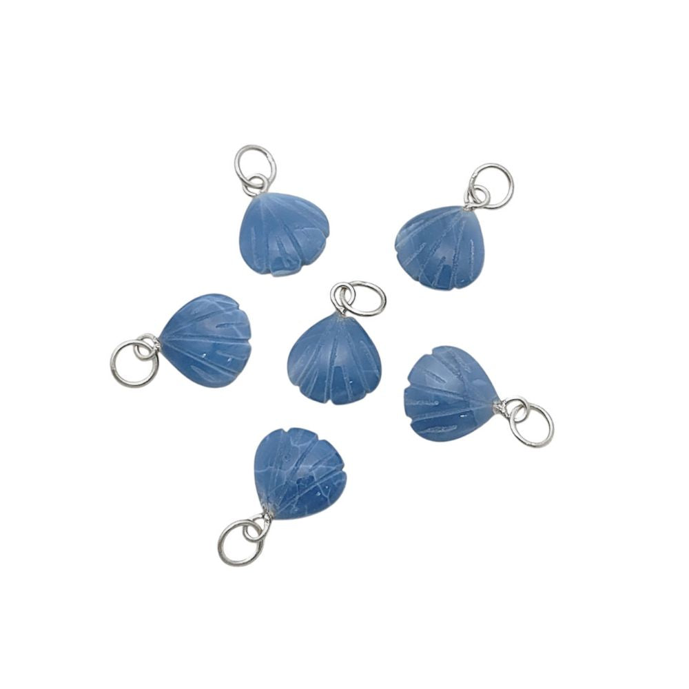 Elegant Blue Opal Gemstone Seashell Pendant Gold Plated Sterling Silver Jewelry
