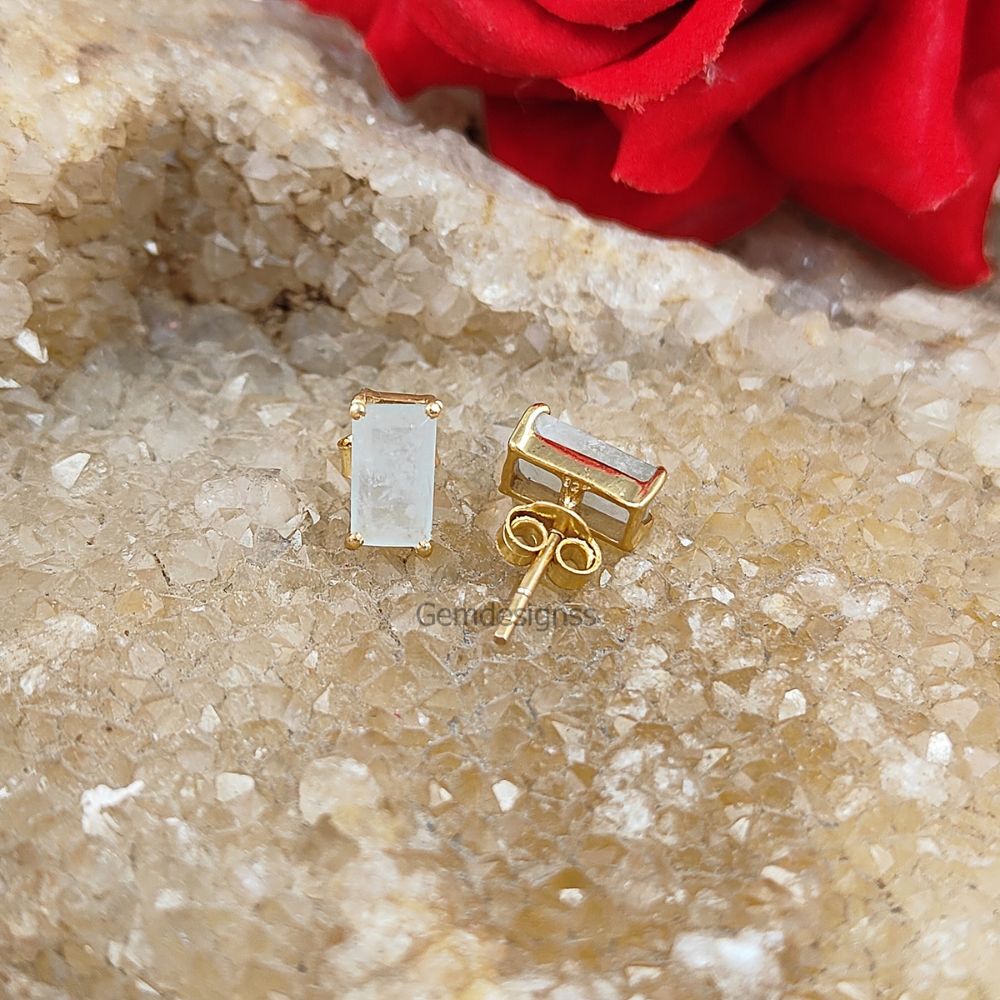 March Birthstone Aquamarine Stud Earrings Gold Plated Sterling Silver Prong Set Gemstone Jewelry – Selling Per Pair