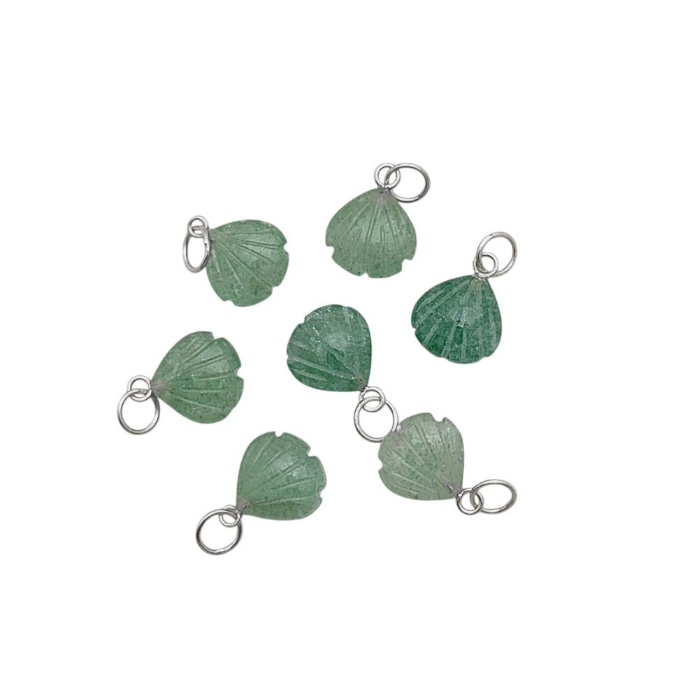 Handmade Green Aventurine Seashell Pendant with Gold Plated Sterling Silver