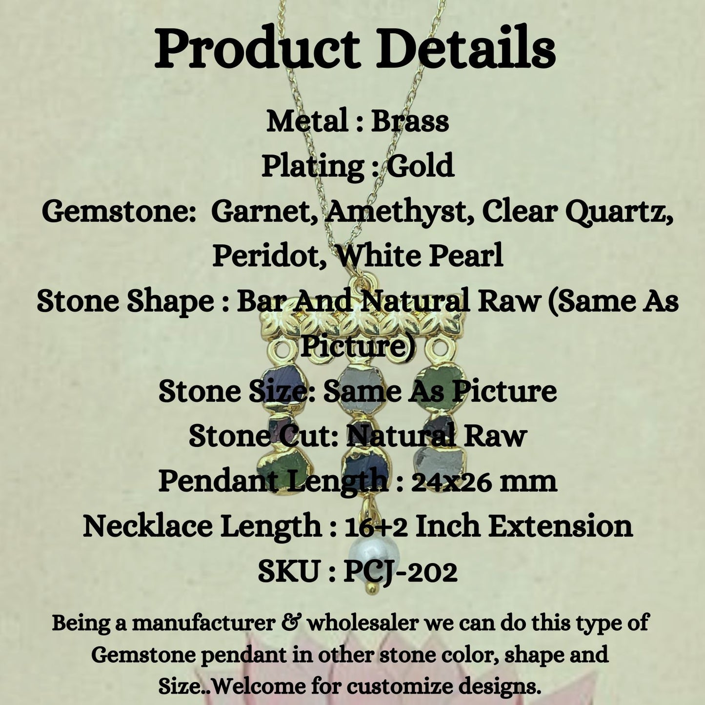 Boho Multi Gemstone Necklace with Freshwater Pearls & Raw Birthstones Peridot & Garnet Healing Crystal Jewelry for Women