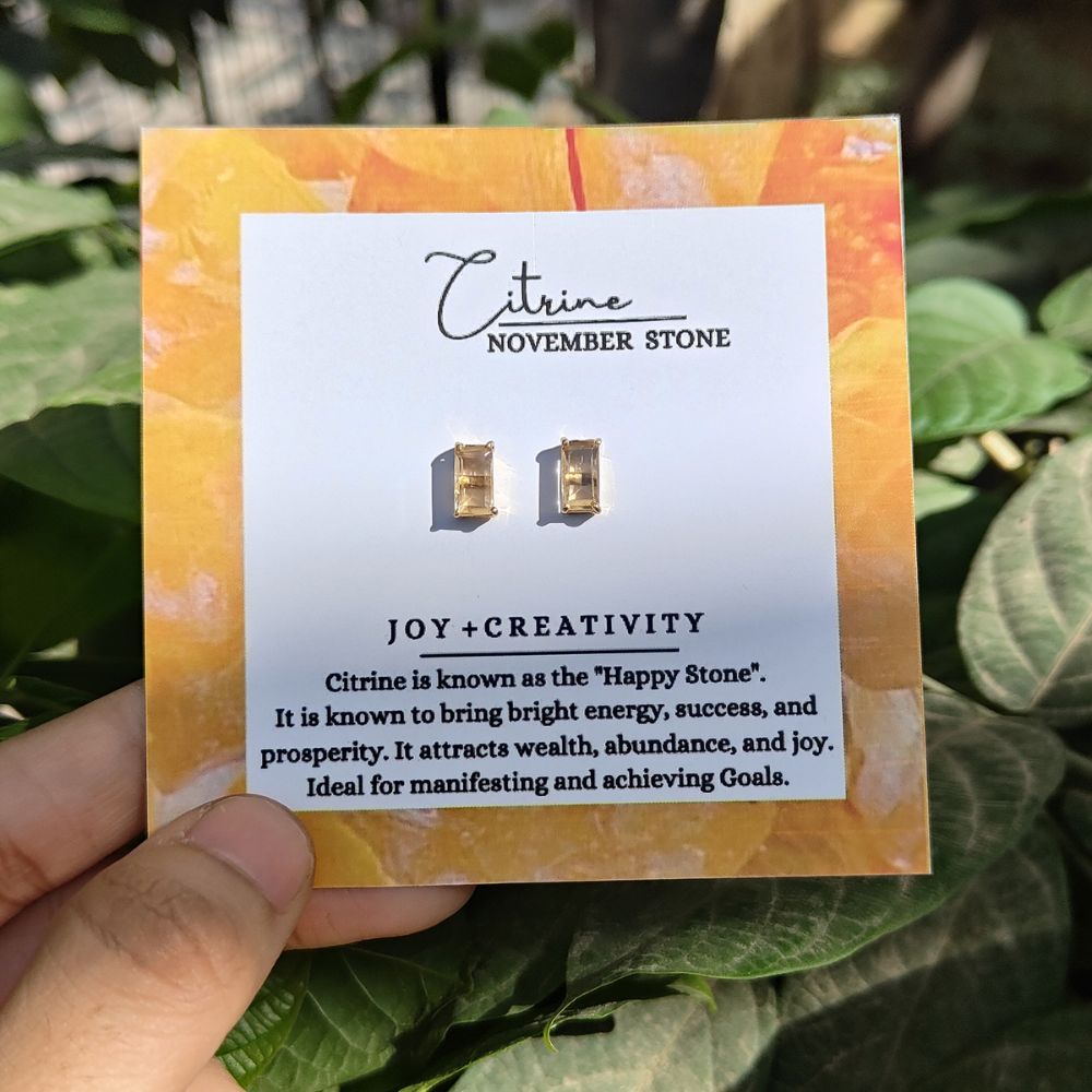 Yellow Citrine Stud Earrings Gold Plated Sterling Silver Dainty Gemstone Handmade Studs Jewelry – Selling Per Pair