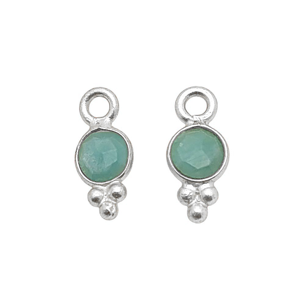 Minimalist 4mm Amazonite Pendant 925 Silver Bezel Charm for Jewelry