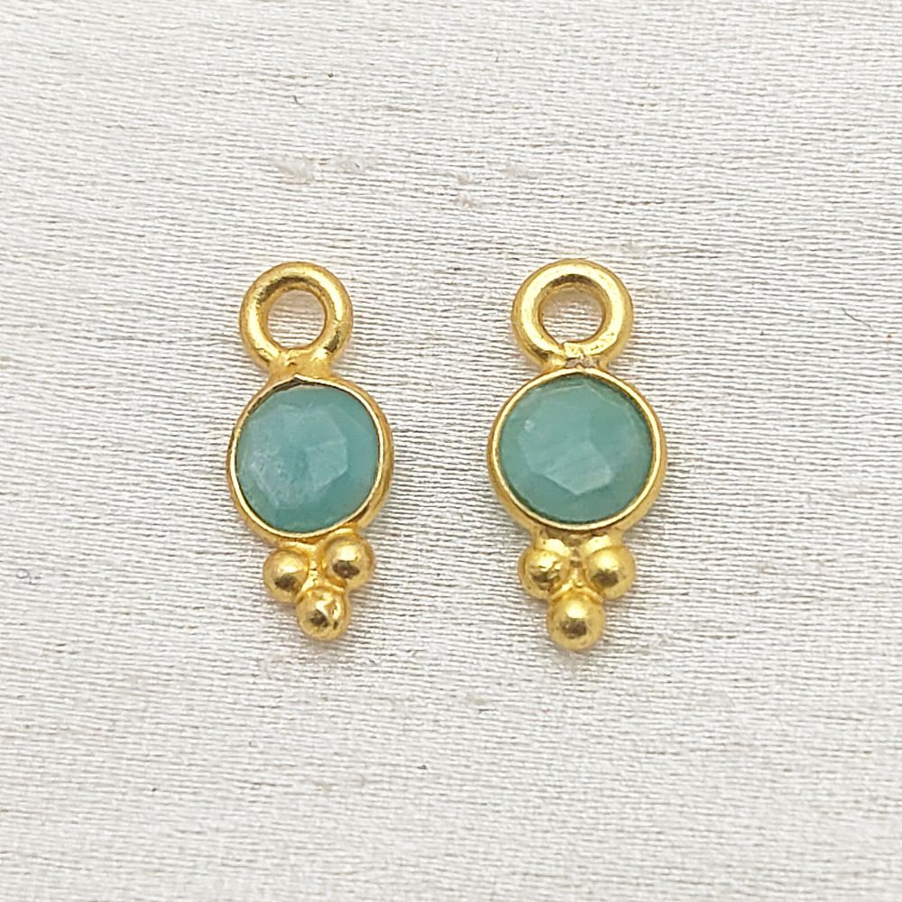 4mm Amazonite Necklace Charm Gold Vermeil Gemstone Pendant