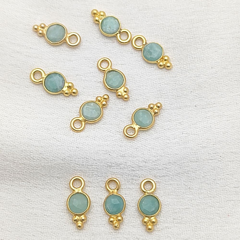 4mm Amazonite Necklace Charm Gold Vermeil Gemstone Pendant