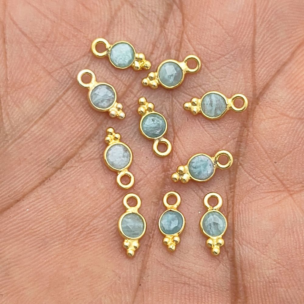 4mm Amazonite Necklace Charm Gold Vermeil Gemstone Pendant