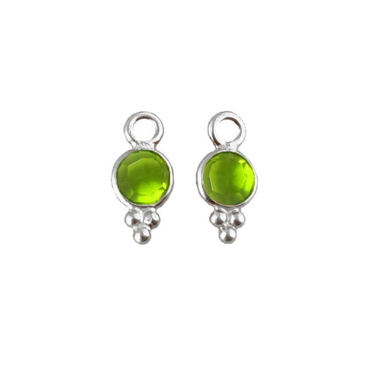 Natural Peridot Charm for DIY Jewelry Sterling Silver Pendant