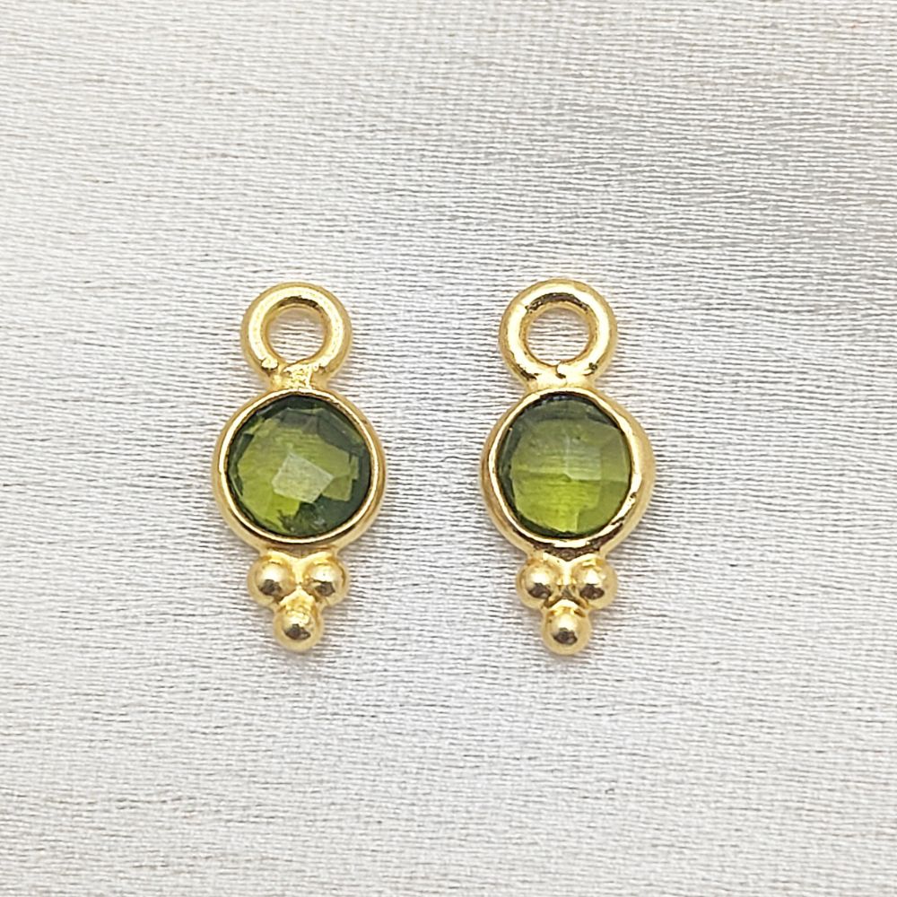 4mm Peridot Pendant Minimalist Gold Vermeil Gemstone Charm