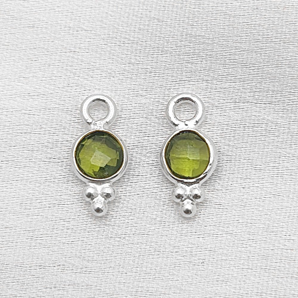 Natural Peridot Charm for DIY Jewelry Sterling Silver Pendant