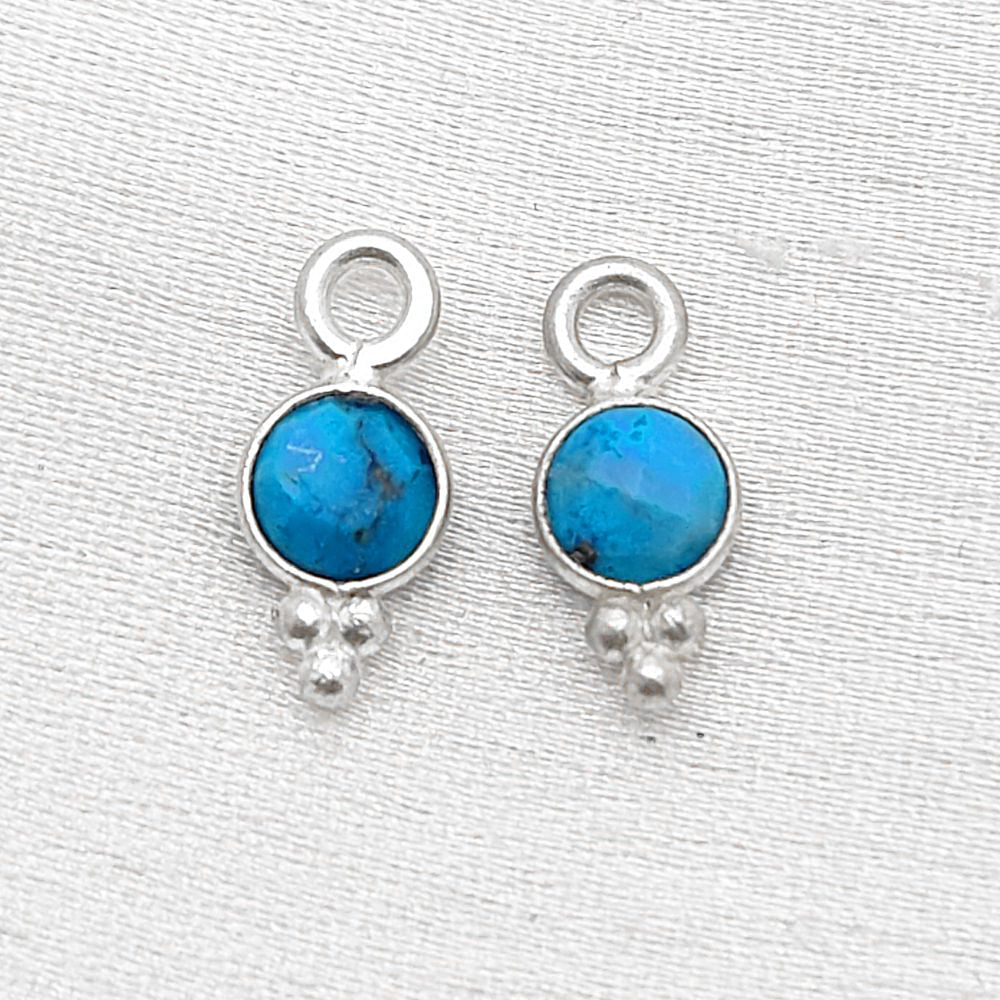 4mm Natural Turquoise Gemstone Pendant in Sterling Silver