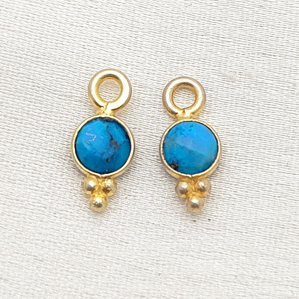 4mm Turquoise Pendant Minimalist Gold Vermeil Charms for Jewelry Making