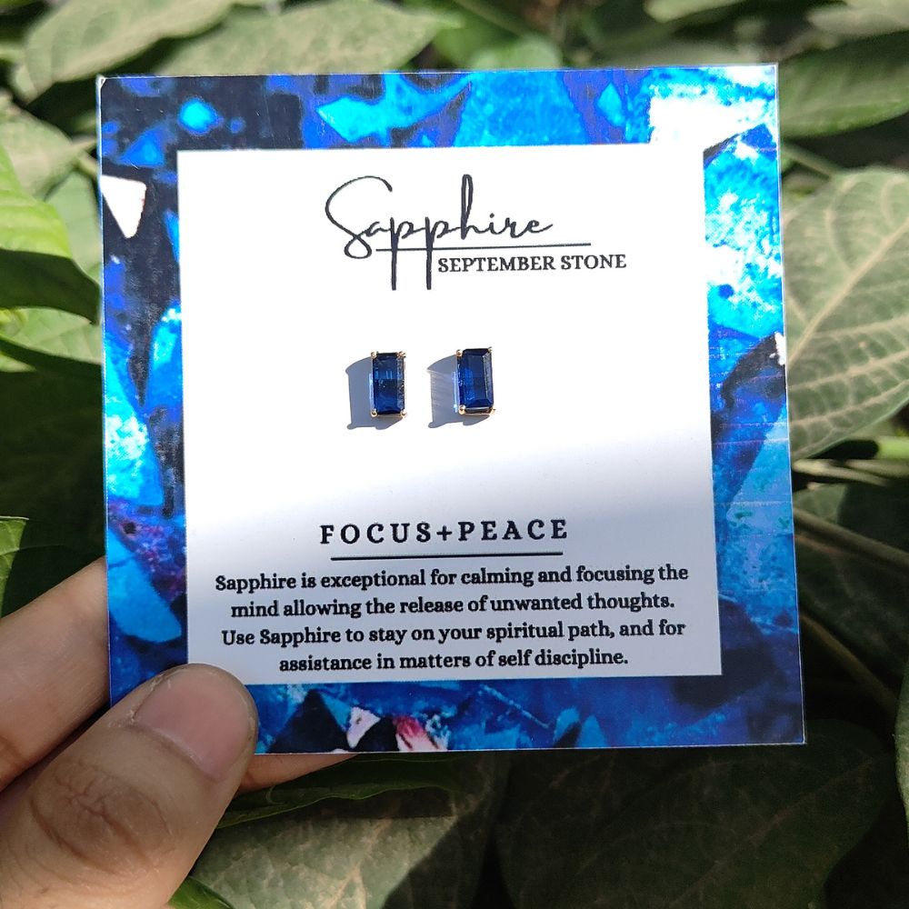 Prong Set Sapphire Gemstone Studs September Birthstone Gold Plated Sterling Silver Stud Earrings- Selling Per Pair
