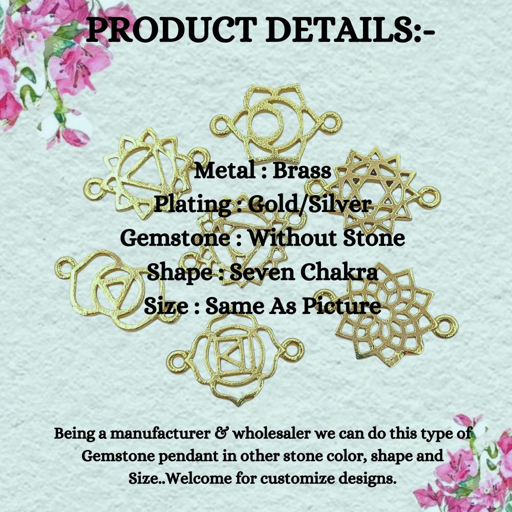 Handmade Gold & Silver 7 Chakra Charm Set Yoga Meditation Jewelry Connectors & DIY Findings- Selling According Variation