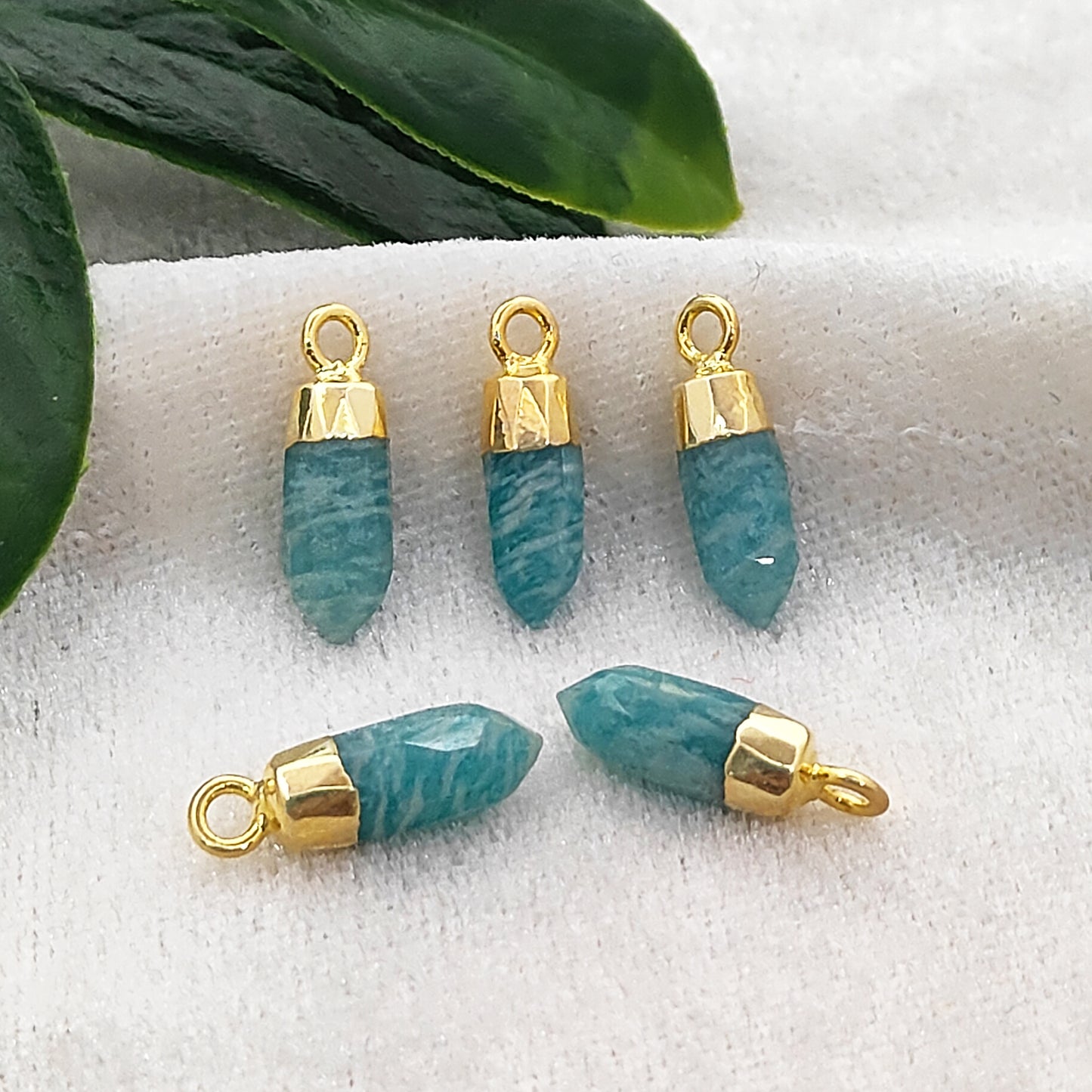 Amazonite Spike Pendant Gold/Silver Electroplated Raw Crystal Charm for DIY Jewelry & Handmade Necklaces- Selling Per Piece