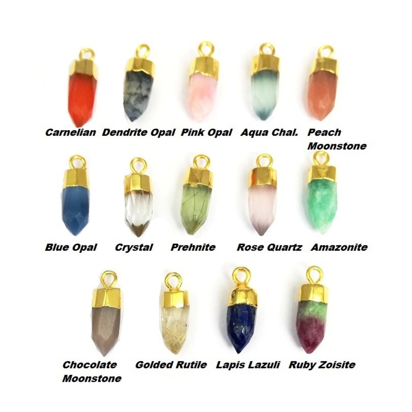 Aquamarine Crystal Point Pendant with Gold Electroplated Cap Handmade Gemstone Charm for DIY Necklaces & Bracelets- Selling Per Piece