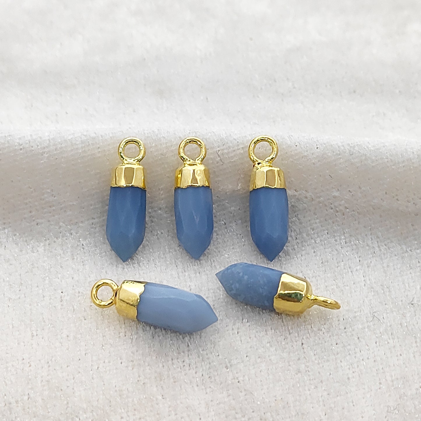 Blue Opal Spike Point Pendant Gold/Silver Electroplated Crystal for Handmade Designs- Selling Per Piece