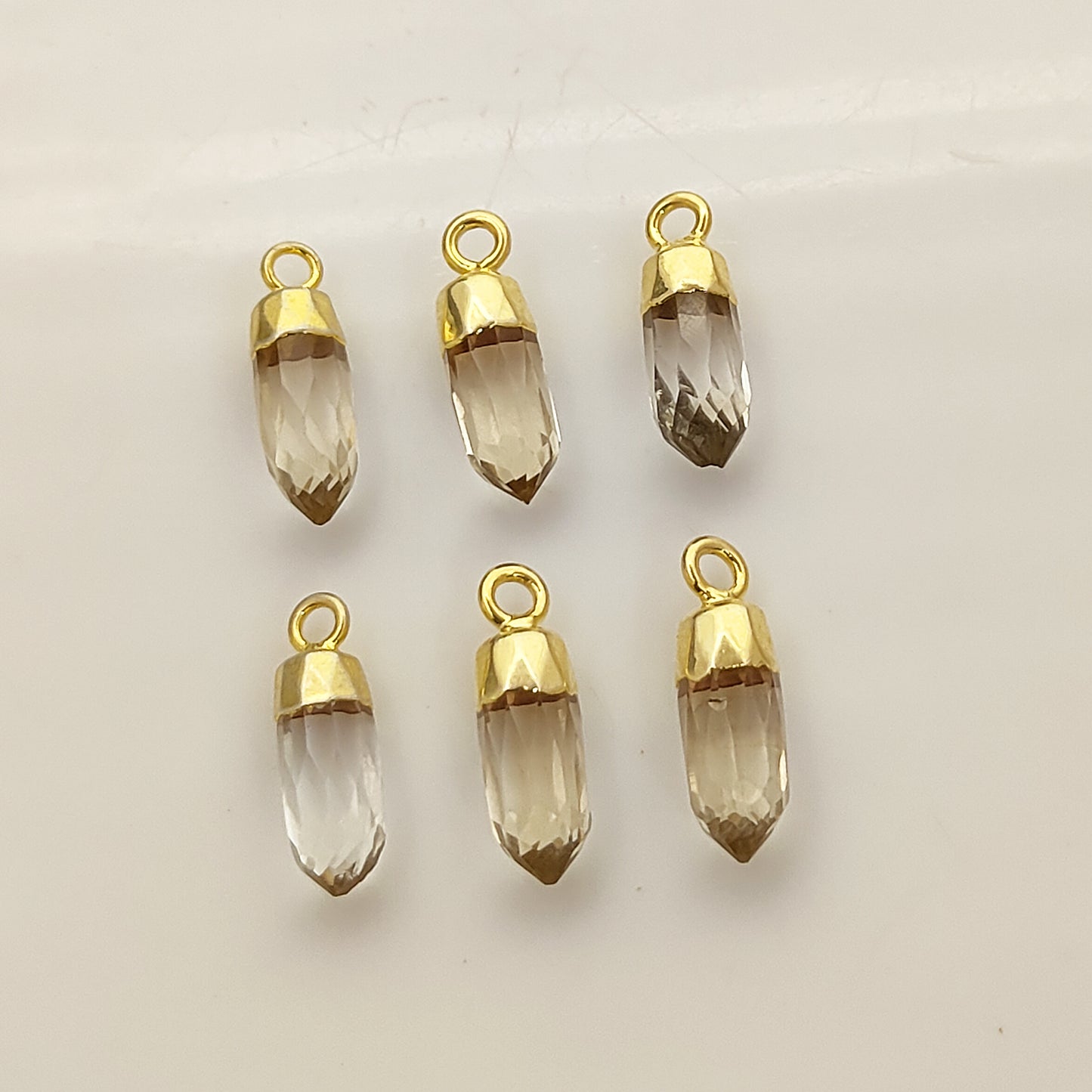 Boho Clear Quartz Spike Pendant Gold/Silver Electroplated Charm for Custom Jewelry Projects- Selling Per Piece