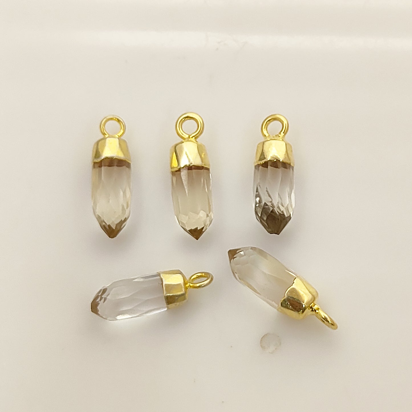 Boho Clear Quartz Spike Pendant Gold/Silver Electroplated Charm for Custom Jewelry Projects- Selling Per Piece
