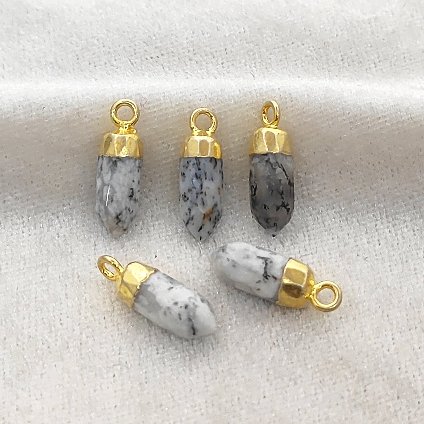 Dendritic Opal Crystal Spike Point Pendant Gold/Silver Electroplated for Spiritual DIY Jewelry Crafts- Selling Per Piece