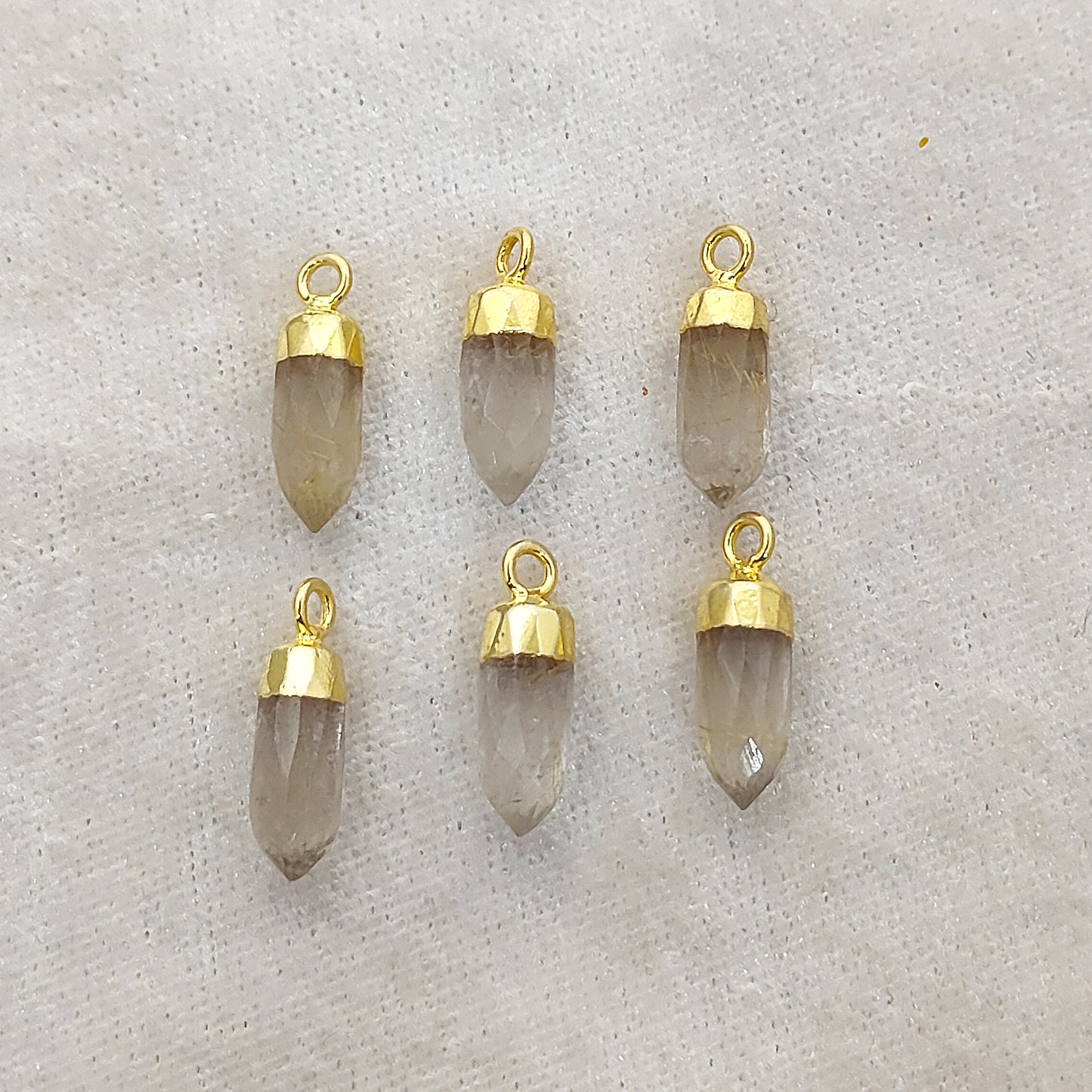 Gold/Silver Electroplated Capped Golden Rutile Pendant Natural Crystal Charm for Spiritual Jewelry Making