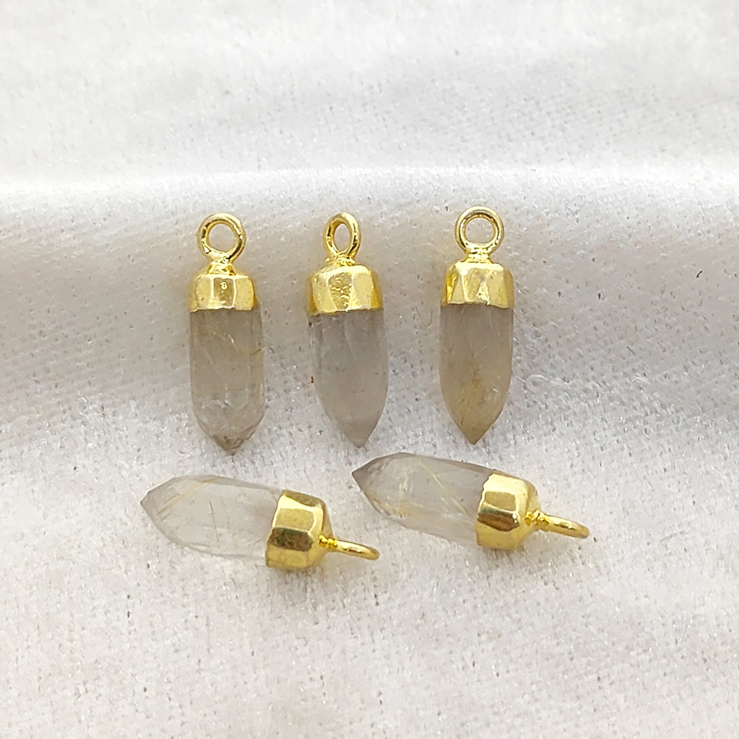 Gold/Silver Electroplated Capped Golden Rutile Pendant Natural Crystal Charm for Spiritual Jewelry Making