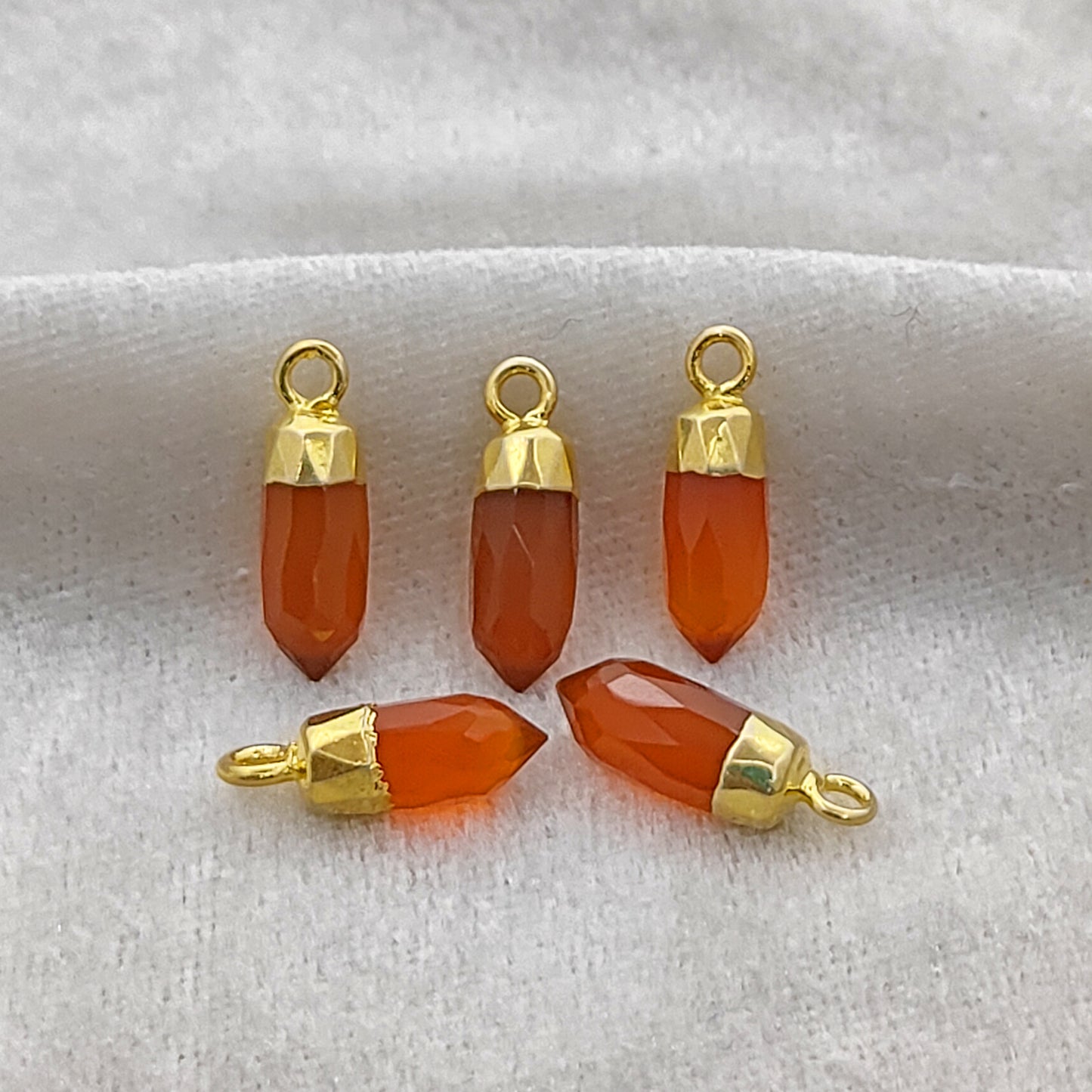 Boho Carnelian Spike Pendant Natural Gemstone Charm in Gold/Silver Electroplated Cap for DIY Crafts- Selling Per Piece